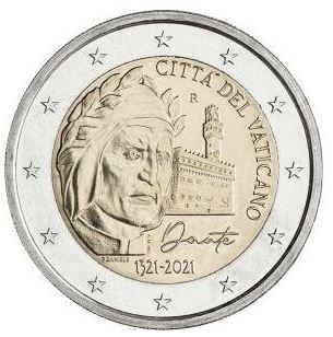 Vatikan 2 Euro 2021 Dante Alighieri Gedenkmünze