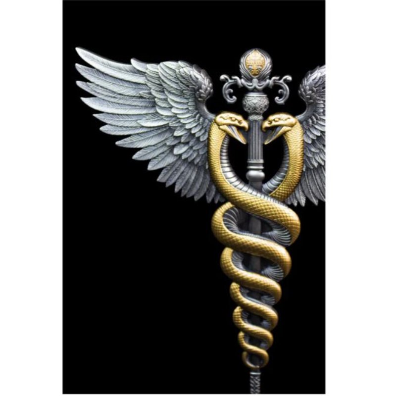 Südkorea - 2,5oz Caduceus Hermesstab 2025 gilded