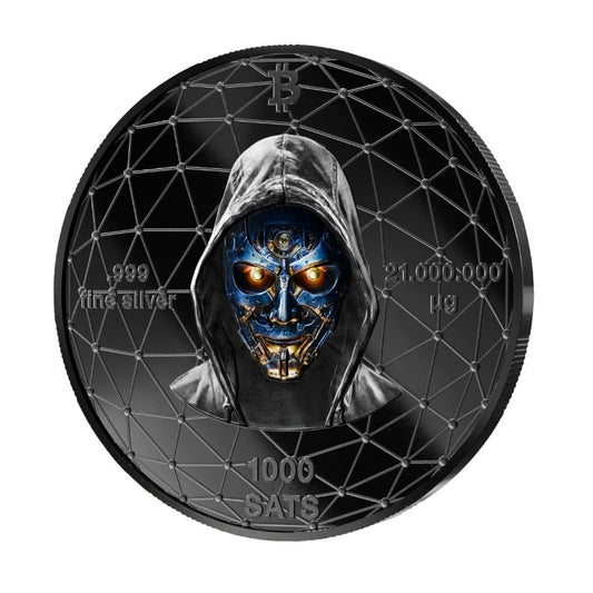 Satoshi Silver - #4 Fish Bitcoin Schwarzes Ruthenium + Gold in ApoPAXX