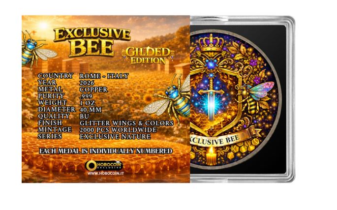 Exclusive Bee 2026 Kupferprägung mit Glitter Wings