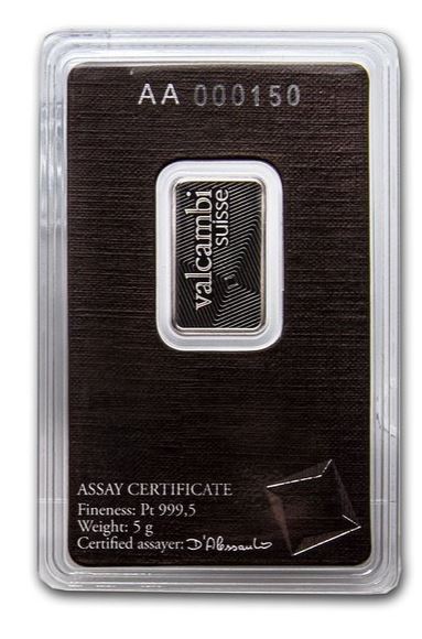 Schweiz - 5 Gramm Valcambi Platin Barren