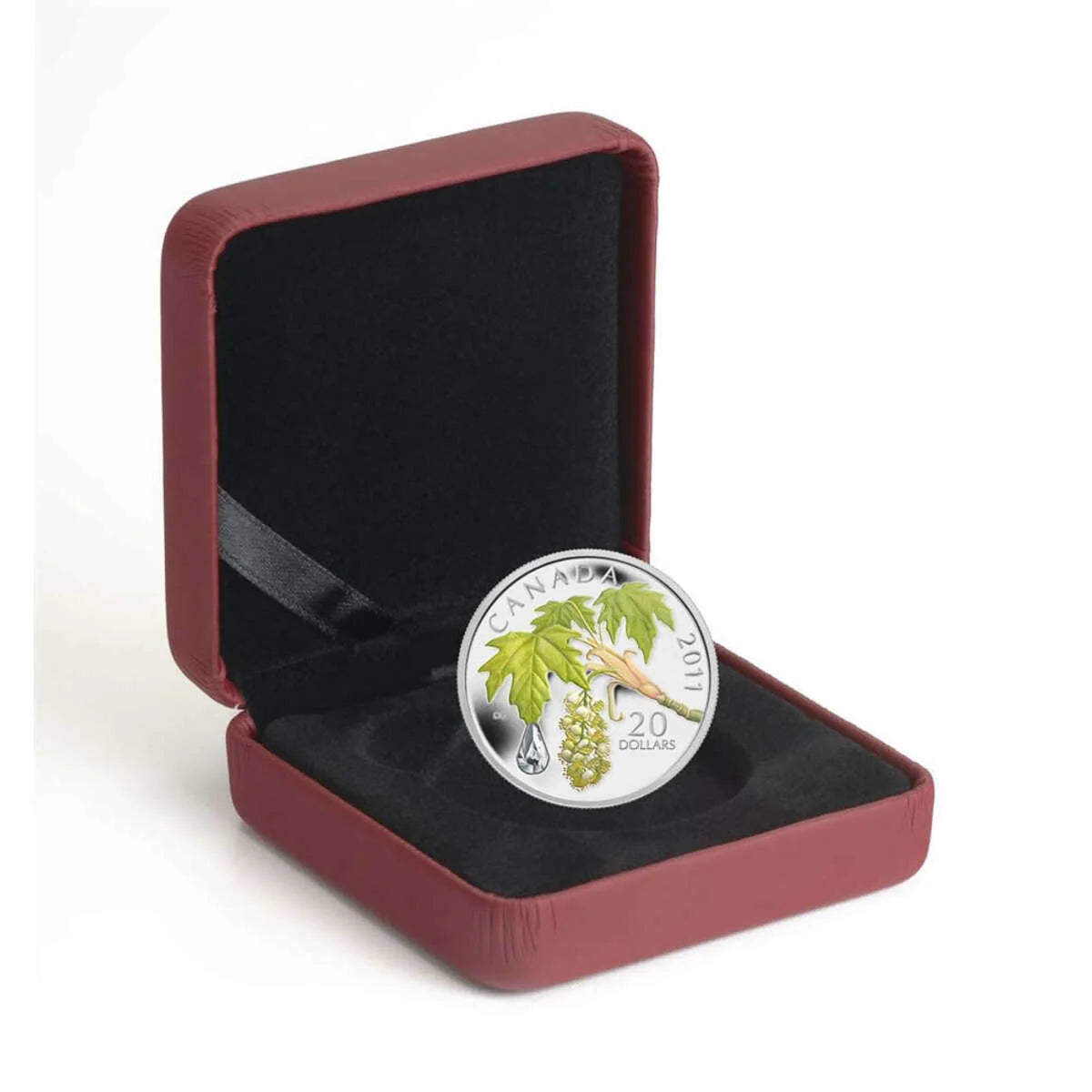 Kanadische 20 Dollar Silbermünze 2011 – Bigleaf Maple mit Kristalltropfen