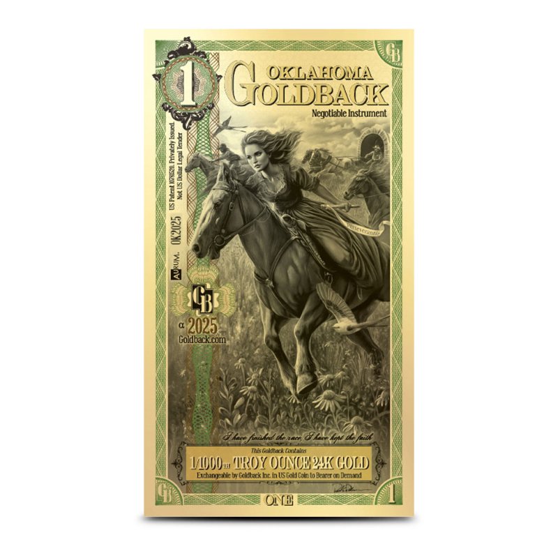 Oklahoma Goldback Goldnote 1/1000 oz
