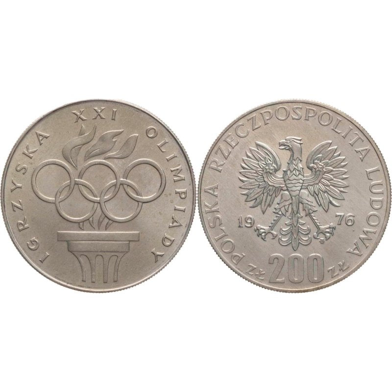 Polen 200 Złoty 1976 – Silber 625 – Olympische Spiele Montreal