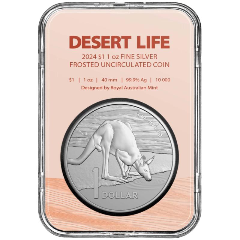 1 oz Silbermünze 2024 – Kangaroo Series „Desert Life“, Australien