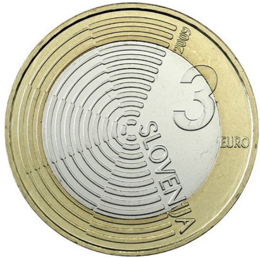 Slowenien 3 € Bimetall 100 Jahre Erstflug 2009