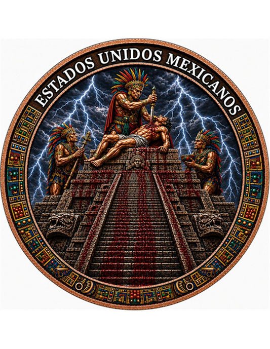 Aztec Sacrifice 5 oz Kupfermünze farbig