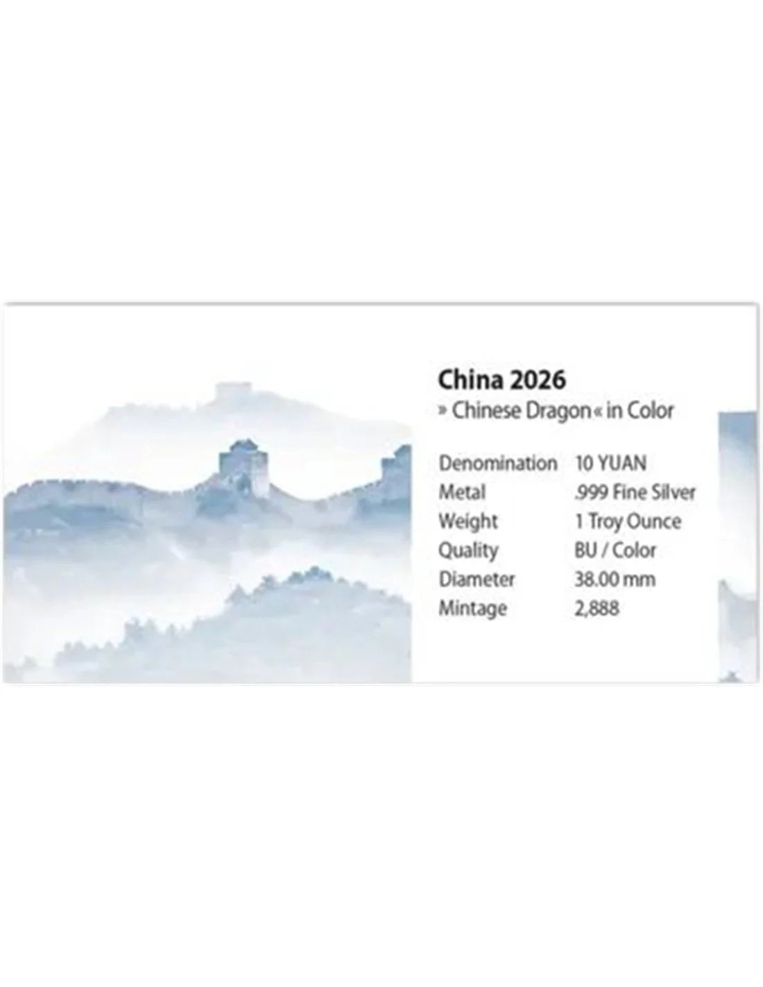 China - Chinesischer Drache 2026 Jade Mountains Edition