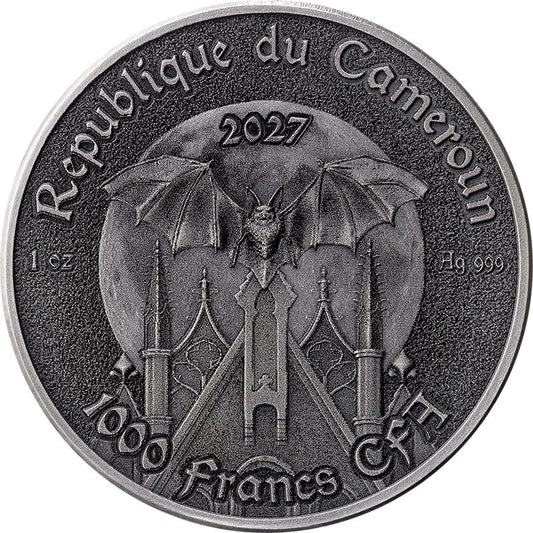 Kamerun Fledermaus 2027 1 oz Silber Kreaturen der Nacht Antikfinish