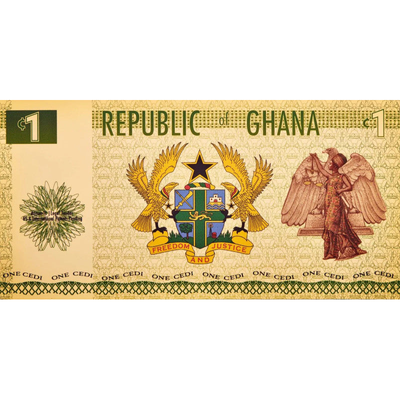 Ghana 1 Cedi Justice Goldnote 1/1000oz