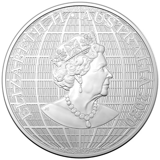 Silbermünze 1 oz Australien 2020 – Beneath the Southern Sky mit Kontinent- und Southern-Cross-Motiv.