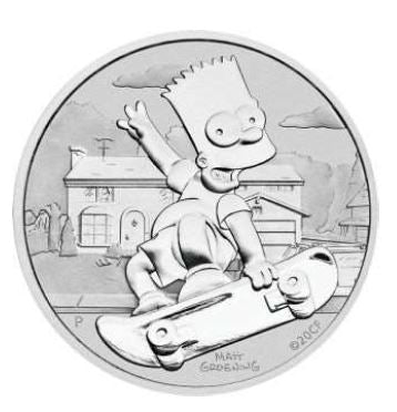 Silbermünze 1 oz 2020 Tuvalu Bart Simpson, Perth Mint, The Simpsons, Originalkapsel