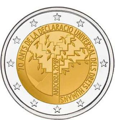 Andorra 2€ 2018 - Menschenrechte - Edelmetalle Koitz GnbR