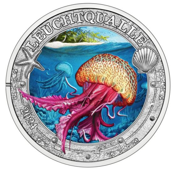 3€ Ozeantaler - #6 Leuchtqualle 2024 - Edelmetalle Koitz GnbR