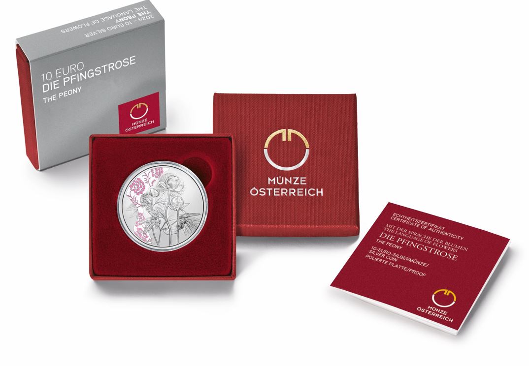 Österreich 10€ PP - Pfingstrose 2024 - Edelmetalle Koitz GnbR