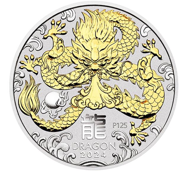 Australien - Lunar III Drache BU gilded 2024 - Edelmetalle Koitz GnbR