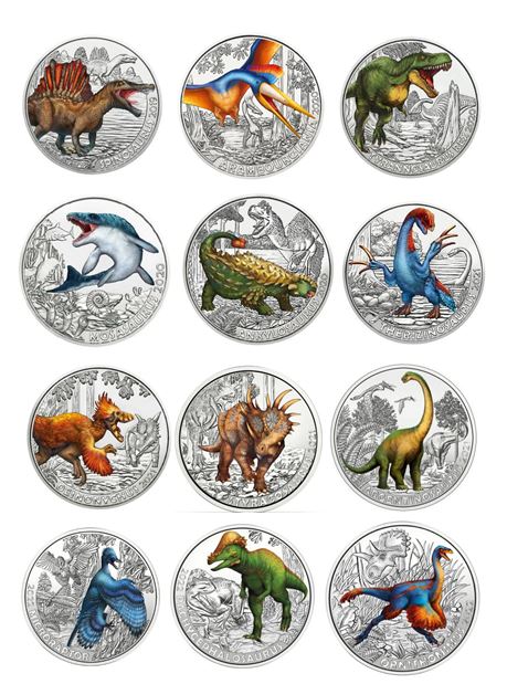 3€ Dinotaler 2019 - 2022 alle Ausgaben im Album - Edelmetalle Koitz GnbR