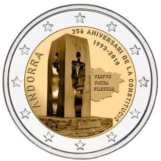Andorra 2€ 2018 - 25 Jahre Verfassung - Edelmetalle Koitz GnbR