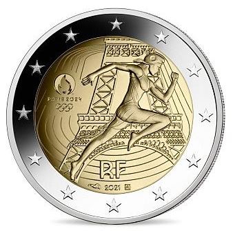 Frankreich 2€ 2021 - Olympia 2024 CC lila