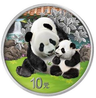 China - Panda 2024 Dach rot coloriert - Edelmetalle Koitz GnbR