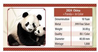 China - Panda 2024 Dach rot coloriert - Edelmetalle Koitz GnbR