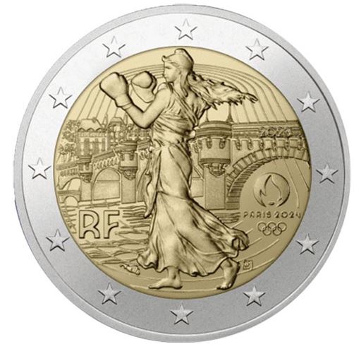 Frankreich 2€ 2023 - Olympia 2024 CC violett - Edelmetalle Koitz GnbR
