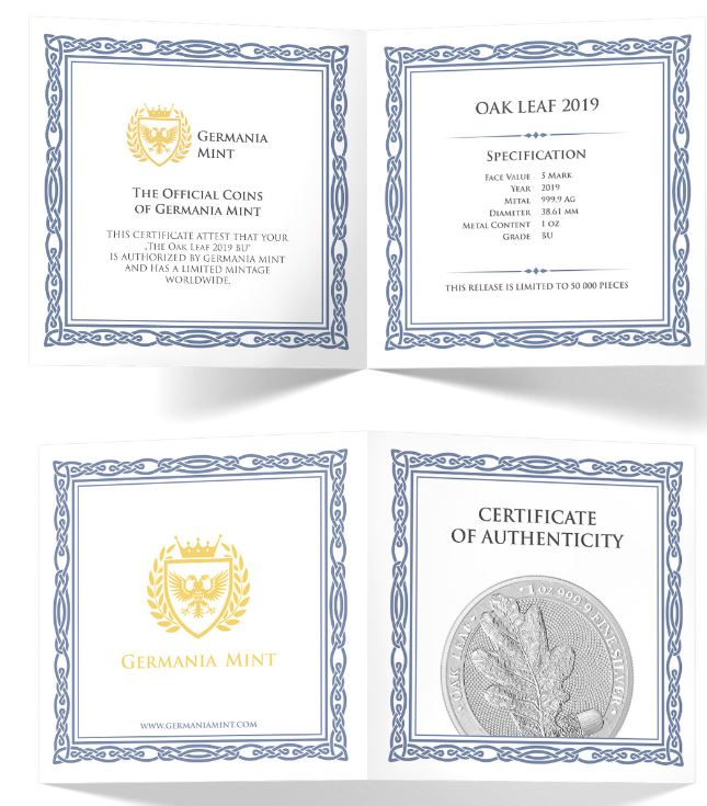Germania - Oak Leaf / Eichenlaub 2019 - Edelmetalle Koitz GnbR