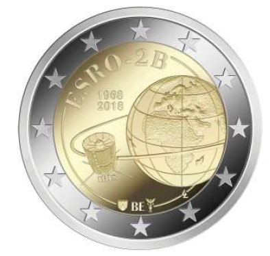 Belgien 2€ 2018 - Satellit ESRO CC Frankreich - Edelmetalle Koitz GnbR
