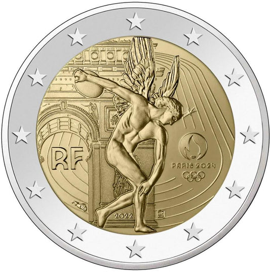 Frankreich 2€ 2022 - Olympia 2024 CC orange - Edelmetalle Koitz GnbR