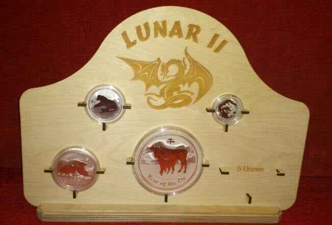 Münzenständer aus Holz - Lunar II 0,5 bis 10 Unzen