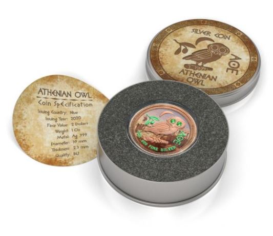 Niue - Athenische Eule 2020 Athen coloriert - Edelmetalle Koitz GnbR