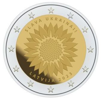 Lettland 2€ 2023 - Ukrainische Sonnenblume - Edelmetalle Koitz GnbR
