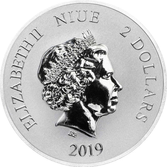Niue Celestial Animals White Tiger 2019 – Rückseite mit Elizabeth II.