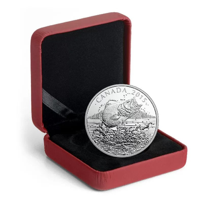 Silbermünze 20 Dollar 2015 – Kanada Largemouth Bass, 1 oz, Proof, in Etui mit Zertifikat