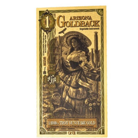 Arizona 1 Goldback Goldnote 1/1000 oz