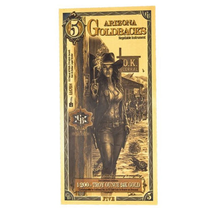 Arizona 5 Goldbacks Goldnote 1/200 oz