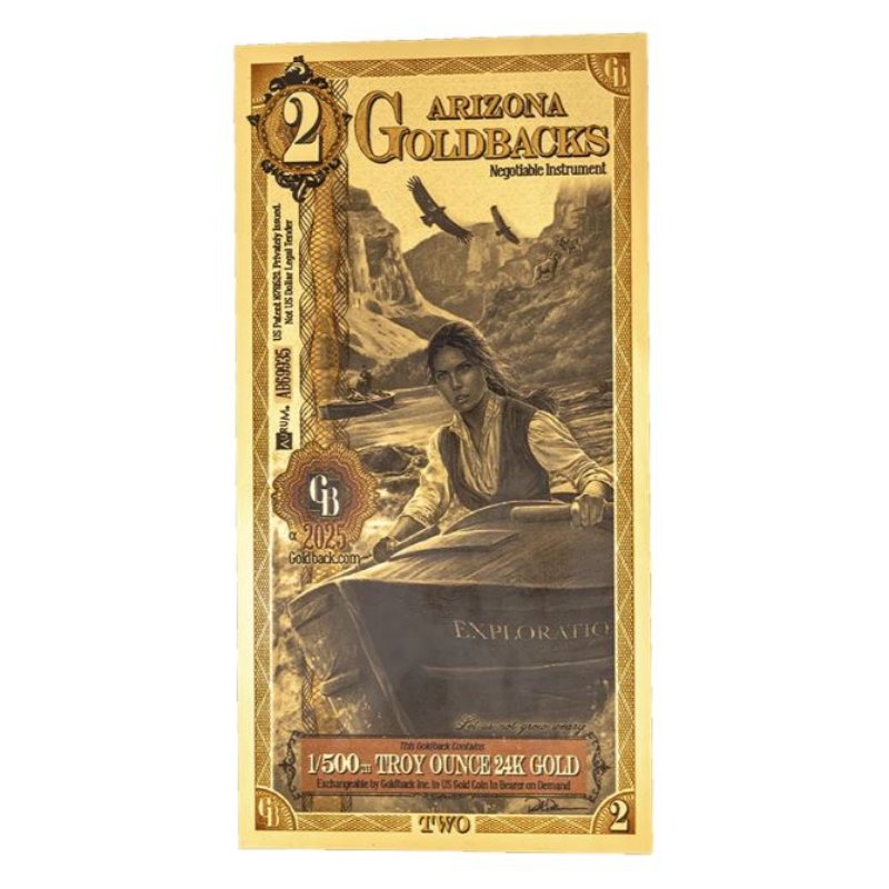 Arizona 2 Goldbacks Goldnote 1/500 oz