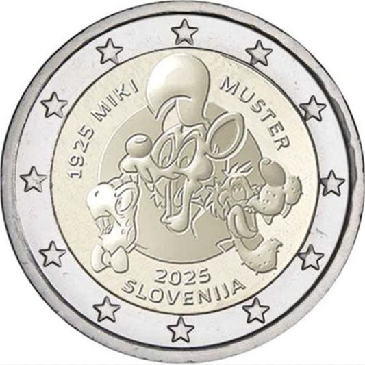 Slowenien 2€ 2025 - 100 Jahre Miki Muster