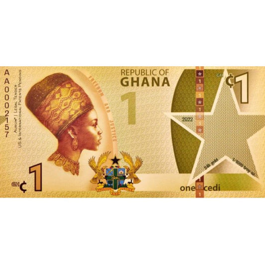 Ghana 1 Cedi Justice Goldnote 1/1000oz
