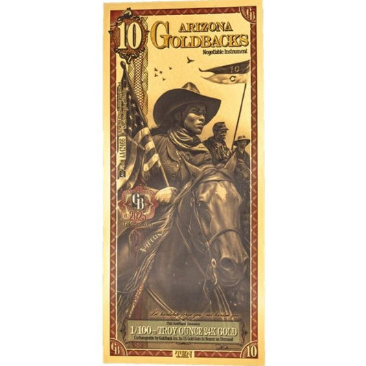 Arizona 10 Goldbacks Goldnote 1/100oz