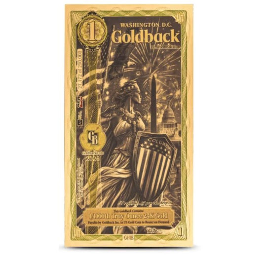 Washington DC Goldback Goldbanknote mit laminierter Goldfolie