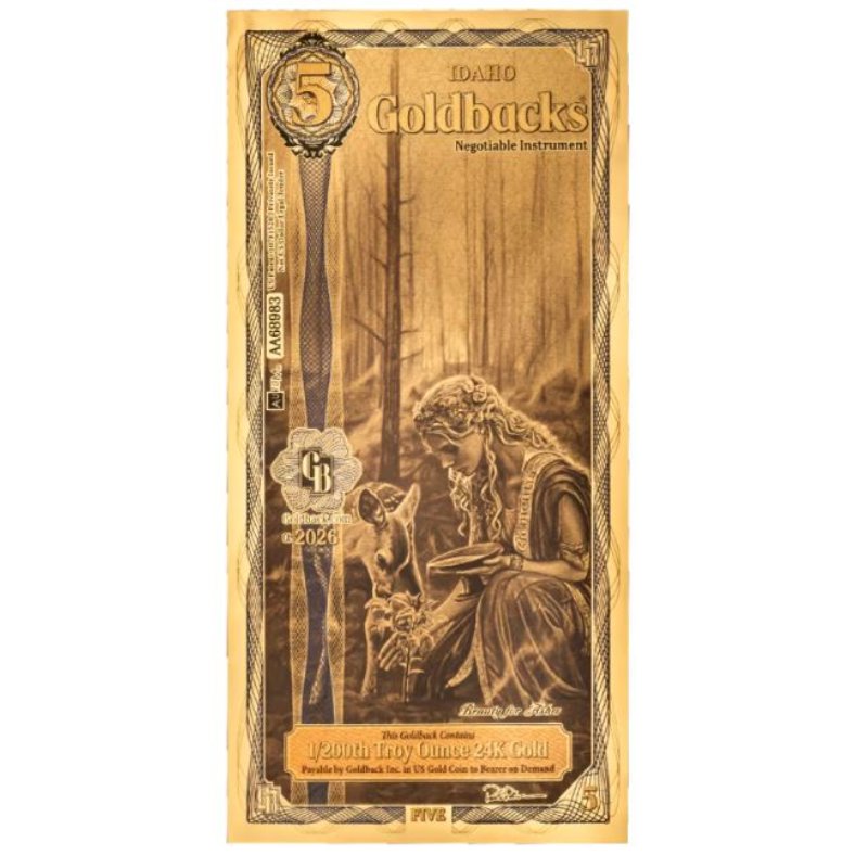 Idaho 5 Goldback Clementia Goldbanknote