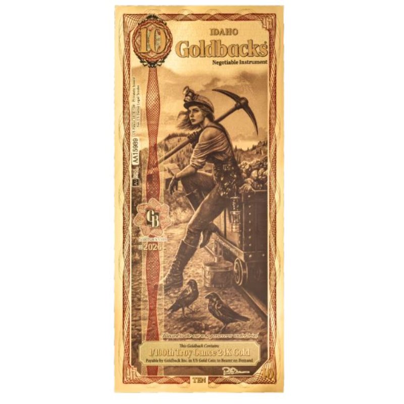 Idaho 10 Goldback Perseverantia Goldbanknote