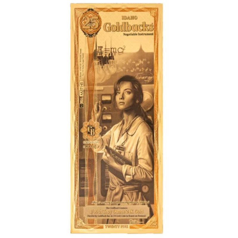 Idaho 25 Goldback Scientia Goldbanknote