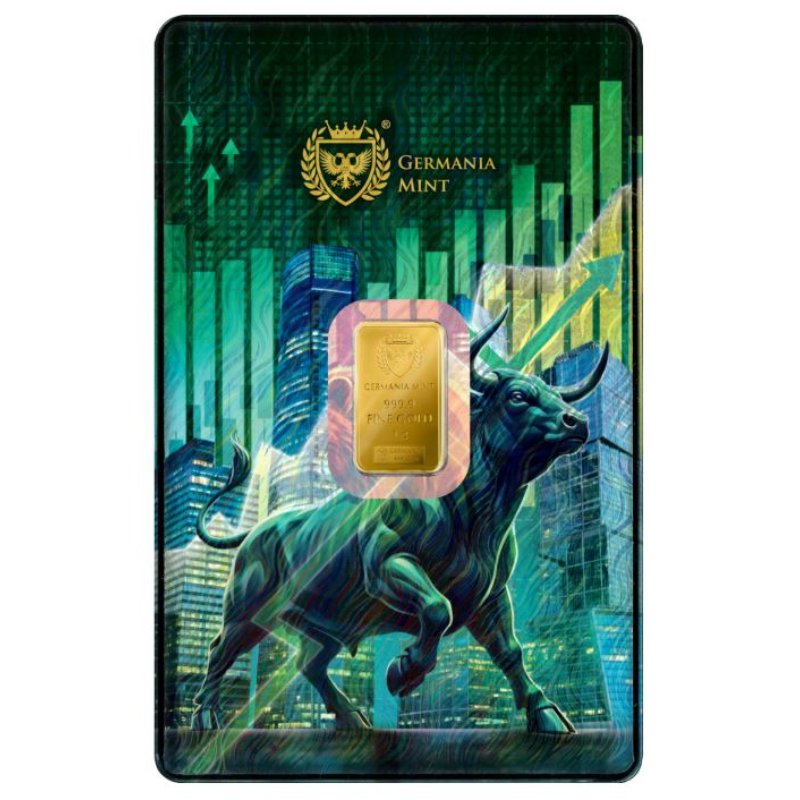 Germania Mint Bull Bear 1 g Goldbarren Safepack