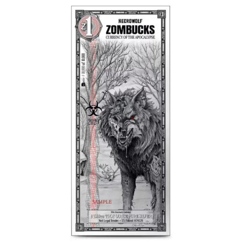 Zombucks World Necrowolf Silberbanknote