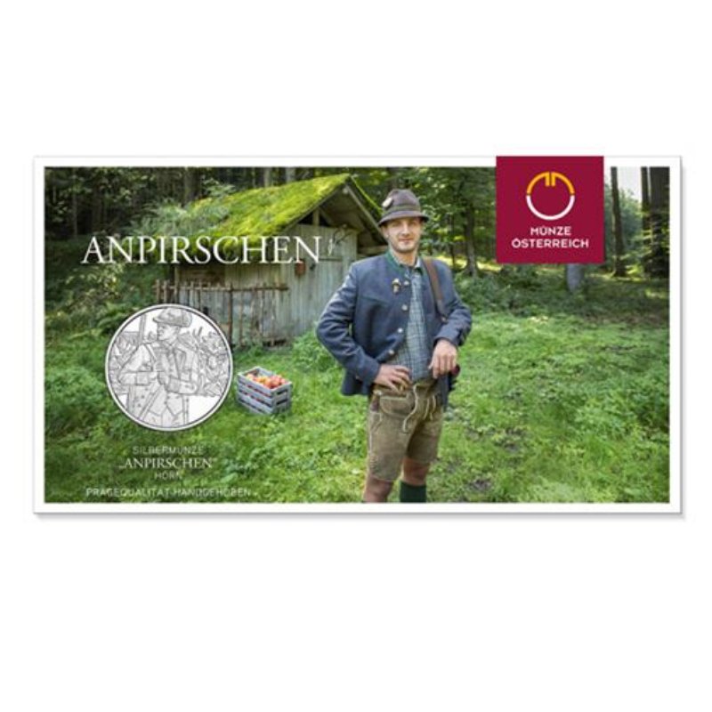 10 Euro Silbermünze Anpirschen Horn HGH Österreich