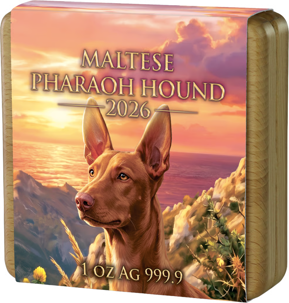 Malta Pharaonenhund 2026 1 oz Silber Ruthenium Gold 5 Euro