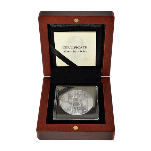Satoshi Silver - #1 Shrimp Bitcoin Silber im Holz Etui