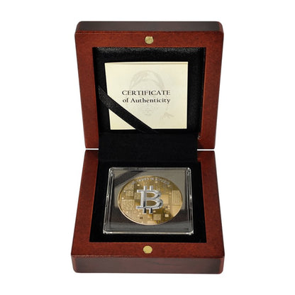 Satoshi Silver - #7 Whale Bitcoin Gold + Weißes Platin im Holz Etui